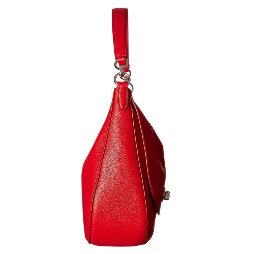 Coach Bag Turnlock Hobo Luxe Pebble Leather Tru Red Convertible To Crossbody NWT - Picture 6 of 7